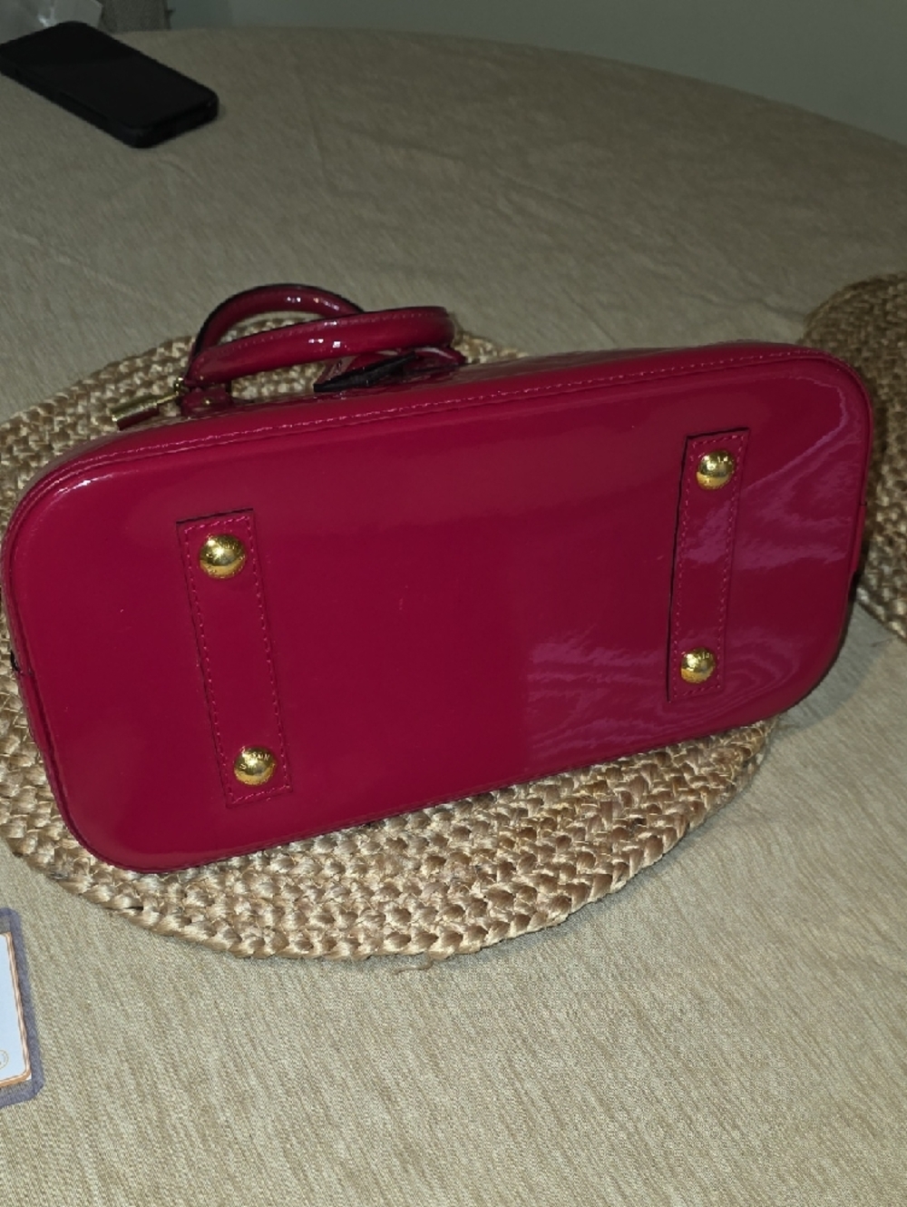 Louis Vuitton Vernis Alma BB Satchel - Deep Cherry Red - Picture 9 of 10